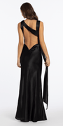 Satin Cowl Neck Open Back Column Dress - Camille La Vie