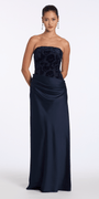 Camille La Vie Square Neck Velvet Illusion Corset Satin Column Dress missy / 2 / navy