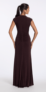Camille La Vie Jersey Jewel Neck Cap Sleeve Column Dress with Studs
