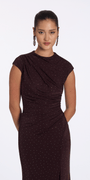 Camille La Vie Jersey Jewel Neck Cap Sleeve Column Dress with Studs