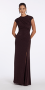 Camille La Vie Jersey Jewel Neck Cap Sleeve Column Dress with Studs