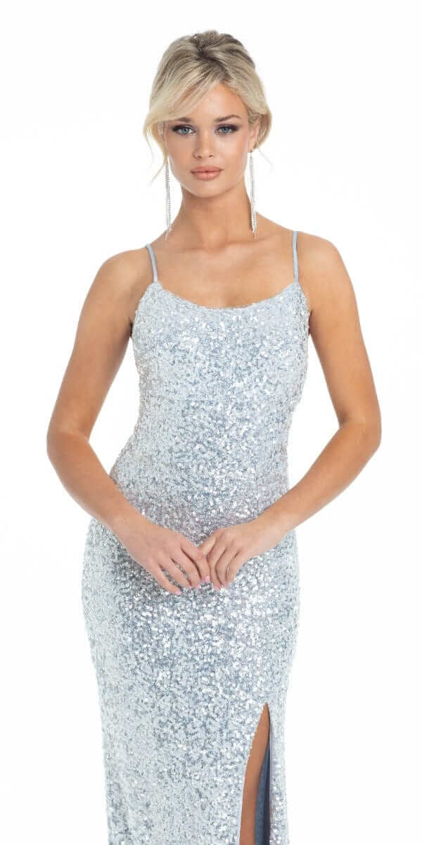 Side Slit Sequin Tie Back Dress - Camille La Vie