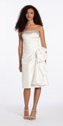 Camille La Vie Embellished Strapless Mikado Midi Dress with Ruching missy / 2 / ivory