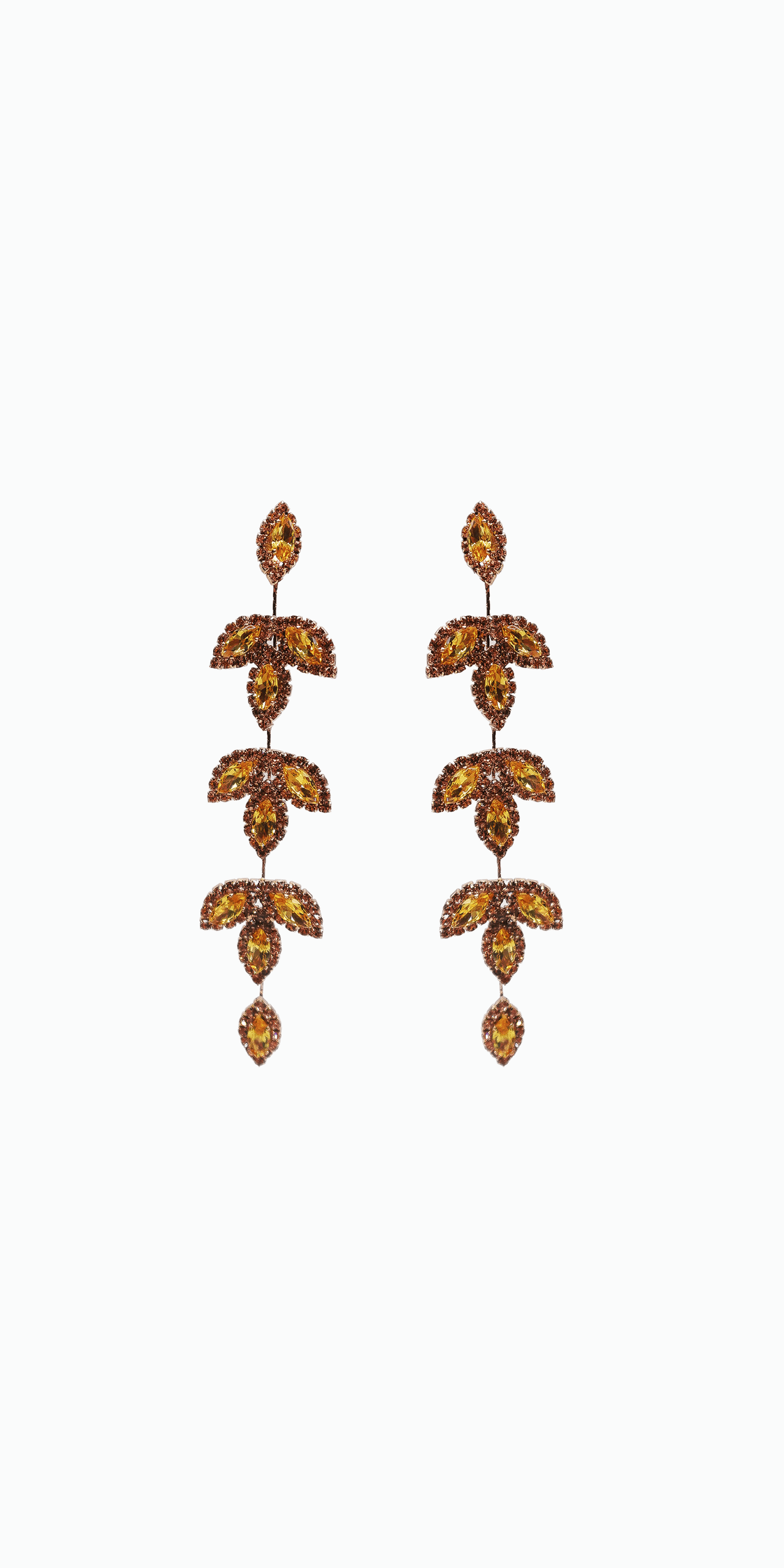 gold/one size/ Camille La Vie/Triple Leaf Linear Drop Earrings /front