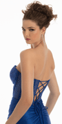 Strapless Stretch Satin Corset Trumpet Dress with Heat Set Stones - Camille La Vie