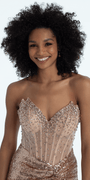 Sweetheart Beaded Corset Trumpet Dress with Sequin Skirt - Camille La Vie