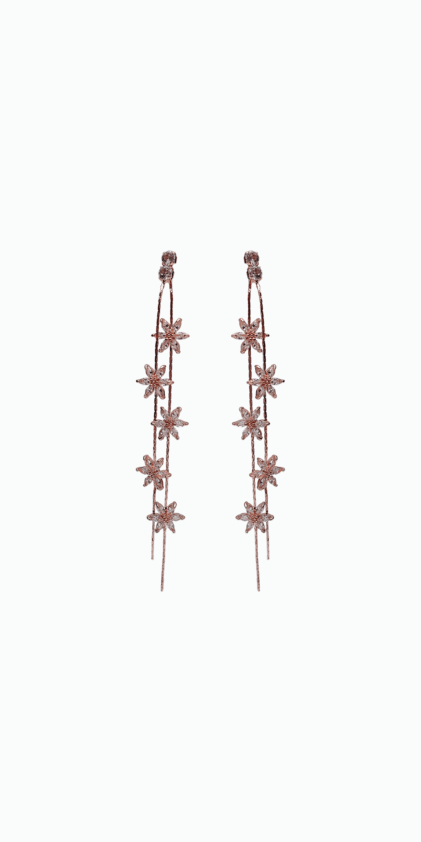rose-gold/one size/Camille La Vie/Rhinestone Daisy Double Stand Earrings /front