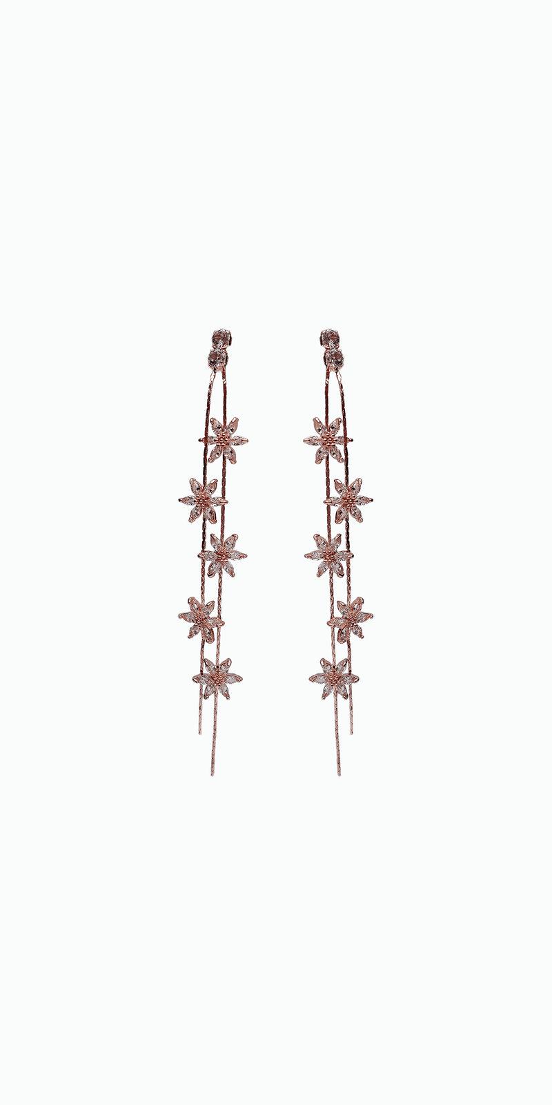 rose-gold/one size/Camille La Vie/Rhinestone Daisy Double Stand Earrings /front