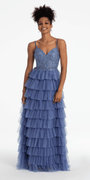 Mesh Tiered Corset Keyhole Back Ballgown - Camille La Vie