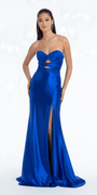 royal-blue/size/4/missy/Camille La Vie/Strapless Satin Sweetheart Trumpet Dress with Peek-a-Boo Bodice and Heat Set Stones/front