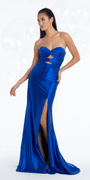 royal-blue/size/4/missy/Camille La Vie/Strapless Satin Sweetheart Trumpet Dress with Peek-a-Bo alto Bodice and Heat Set Stones/front alt