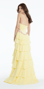Floral Embellished Drape Corset Tiered Chiffon A Line Dress - Camille La Vie