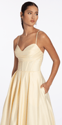 Satin Pleated Sweetheart Lace Up Ballgown with Pockets - Camille La Vie