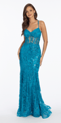 Glitter Corset Lace Up Back Mermaid Dress - Camille La Vie