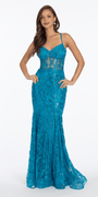 Glitter Corset Lace Up Back Mermaid Dress - Camille La Vie