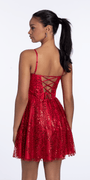 Sweetheart Glitter Mesh Lace Up Back Skater Dress with Pockets - Camille La Vie
