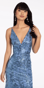 V Neck Sequin Glitter Mesh Trumpet Dress - Camille La Vie
