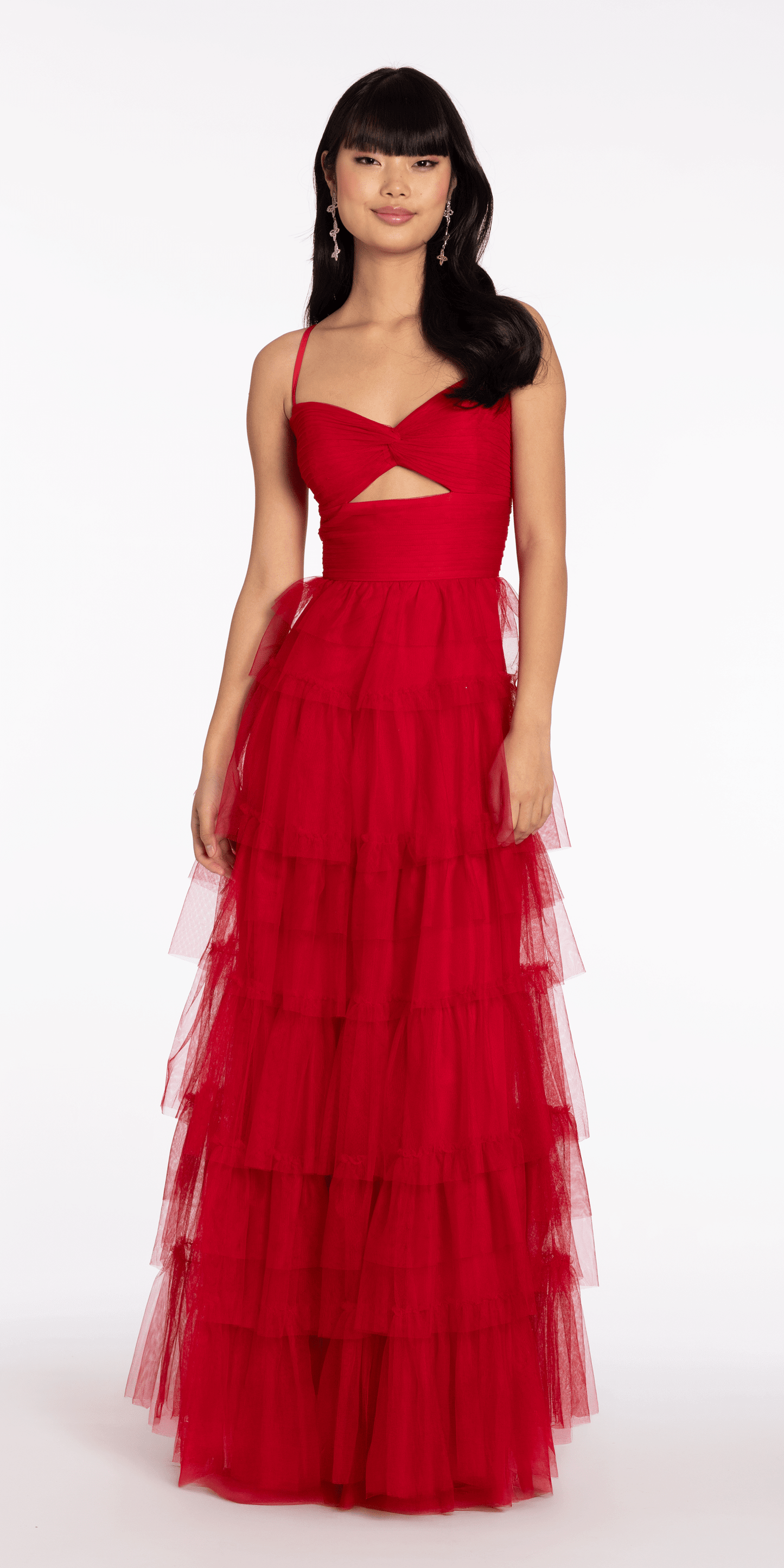 Tulle Tiered Sweetheart Ballgown with Keyhole - Camille La Vie
