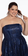 Strapless Glitter Mesh Corset Ballgown - Camille La Vie