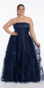 Strapless Glitter Mesh Corset Ballgown - Camille La Vie