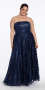 Strapless Glitter Mesh Corset Ballgown - Camille La Vie