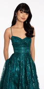 Glitter Mesh Sweetheart Lace Up Back Ballgown - Camille La Vie