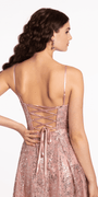 Mesh Glitter Corset Sequin Lace Up Back Skater Dress - Camille La Vie