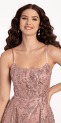 Mesh Glitter Corset Sequin Lace Up Back Skater Dress - Camille La Vie