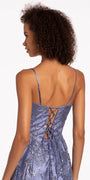 periwinkle/size/4/missy/Camille La Vie/Sweetheart Glitter Mesh Corset Lace Up Back Skater Dress /close up back