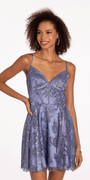 Sweetheart Glitter Mesh Corset Lace Up Back Skater Dress - Camille La Vie