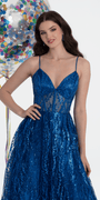 Camille La Vie Sweetheart Glitter Mesh Illusion Corset Ballgown