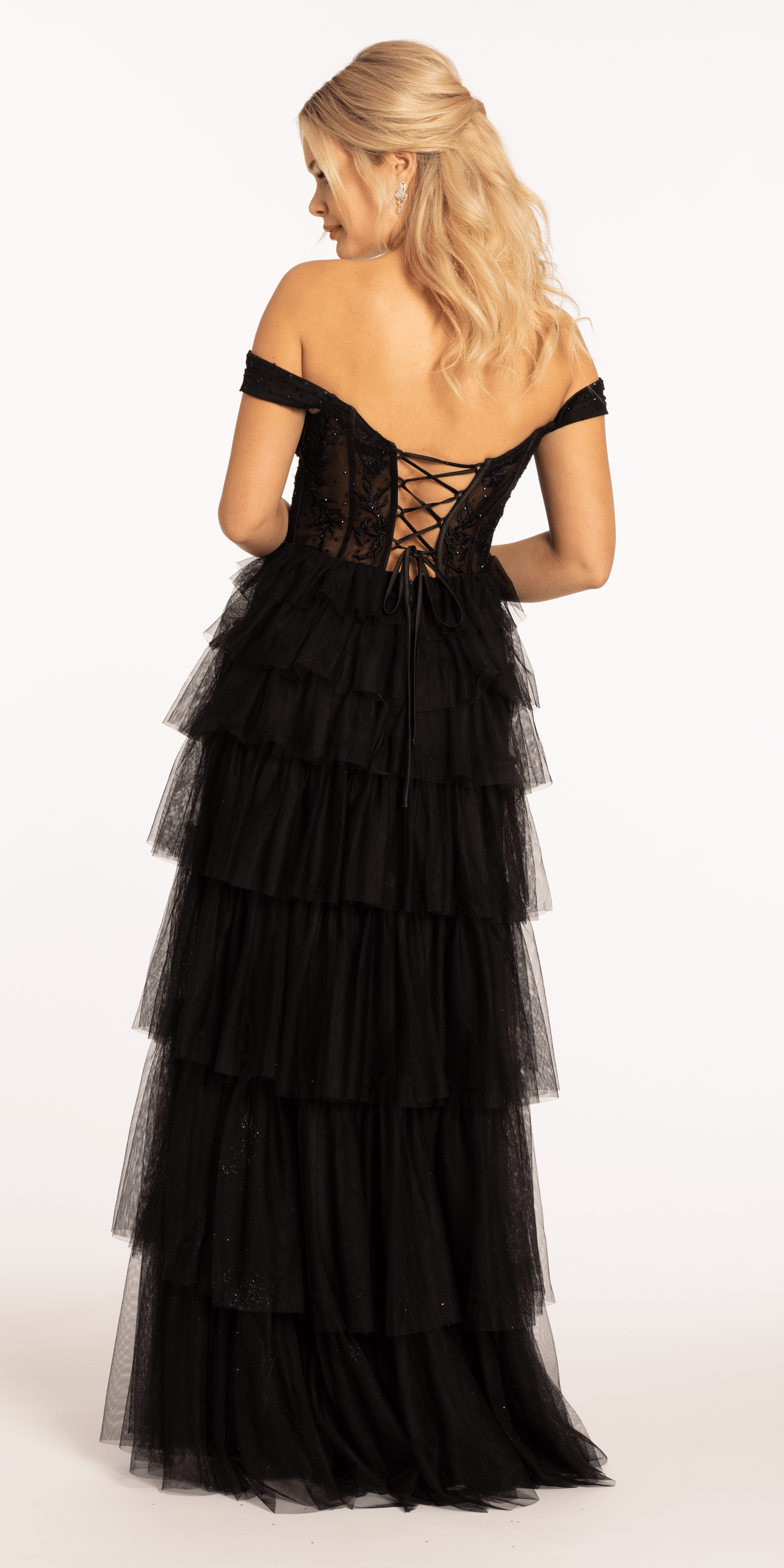 Sweetheart Off the Shoulder Tiered Mesh Ballgown - Camille La Vie