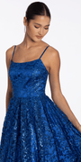 Strappy Back Glitter Mesh Ballgown with Pockets - Camille La Vie