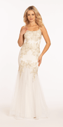 Mesh Embellished Lace Up Back Mermaid Dress - Camille La Vie