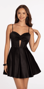 Satin Keyhole Corset Fit and Flare Dress with Pockets - Camille La Vie