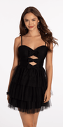 Peek a Boo Bows Mesh Tiered Fit and Flare Dress - Camille La Vie