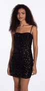 black/size/4/missy/Camille La Vie/ Rose Sequin Corset Lace Up Back Bodycon Dress/front