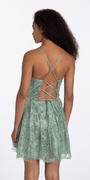 Camille La Vie Sequin Glitter Mesh Pinched Sweetheart Fit and Flare Dress