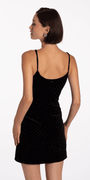 Stone Velvet Sweetheart Sheath Dress with Rhinestone Bow - Camille La Vie