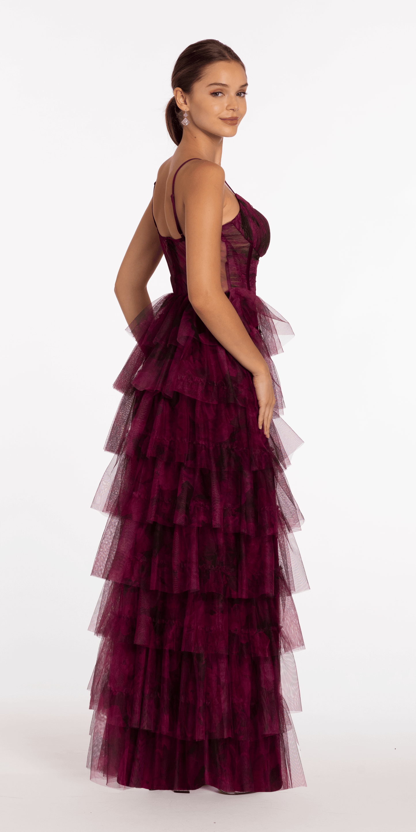 Print Mesh Sweetheart Corset Tiered Dress - Camille La Vie