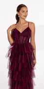 Print Mesh Sweetheart Corset Tiered Dress - Camille La Vie
