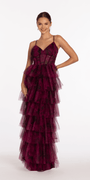 Print Mesh Sweetheart Corset Tiered Dress - Camille La Vie