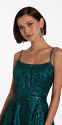 Square Neck Glitter Mesh Corset Skater Dress - Camille La Vie