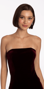 Strapless Velvet Bodycon Dress with Satin Bubble Hem - Camille La Vie