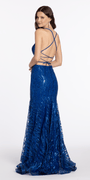 royal-blue/size/4/missy/Camille La Vie/Strappy Back Glitter Mesh Sweetheart Mermaid Dress/back