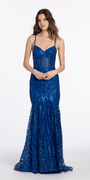 Strappy Back Glitter Mesh Sweetheart Mermaid Dress - Camille La Vie