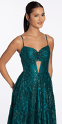 Glitter Mesh Sweetheart Corset Ballgown with Pockets - Camille La Vie
