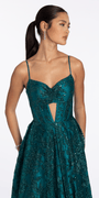 Glitter Mesh Sweetheart Corset Ballgown with Pockets - Camille La Vie
