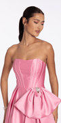 Strapless Satin Corset Ballgown with Side Bow - Camille La Vie