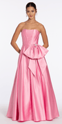 Strapless Satin Corset Ballgown with Side Bow - Camille La Vie